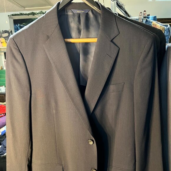 Brooks Brothers Fitzgerald Brooks Cool Black Pinstripe Suit Jacket SZ 42R - Picture 1 of 10